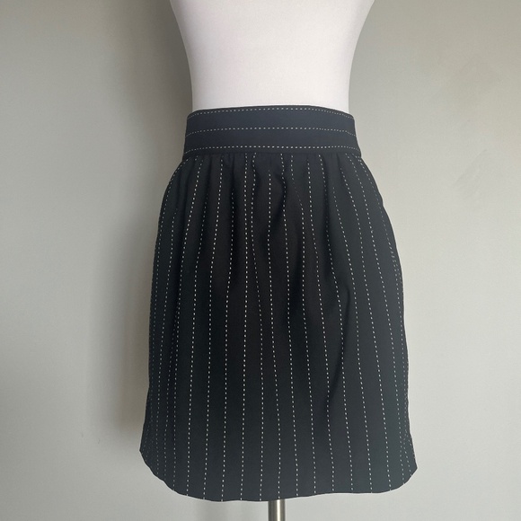 Alice + Olivia Employed Black White Wool Carrier Striped Mini Office Skirt - Picture 1 of 9